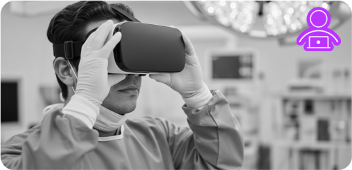 Médico con gafas de realidad aumentada